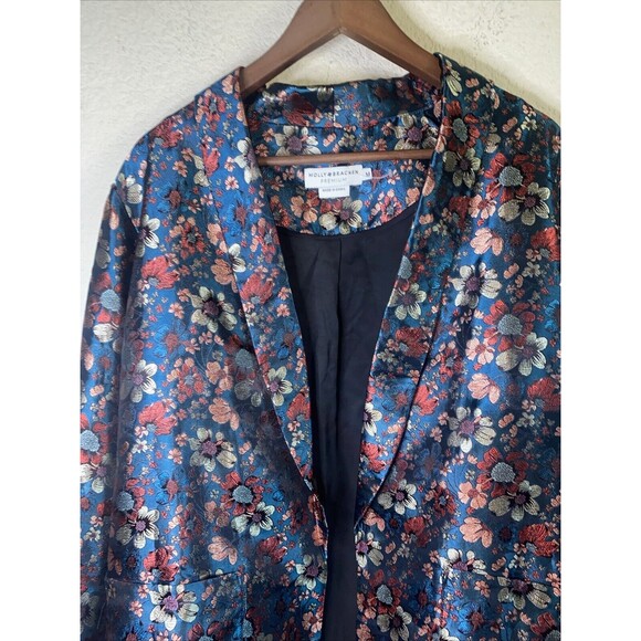 Molly Bracken Premium Floral Metallic Retro Blazer Jacket Medium Women Long City - Picture 11 of 11